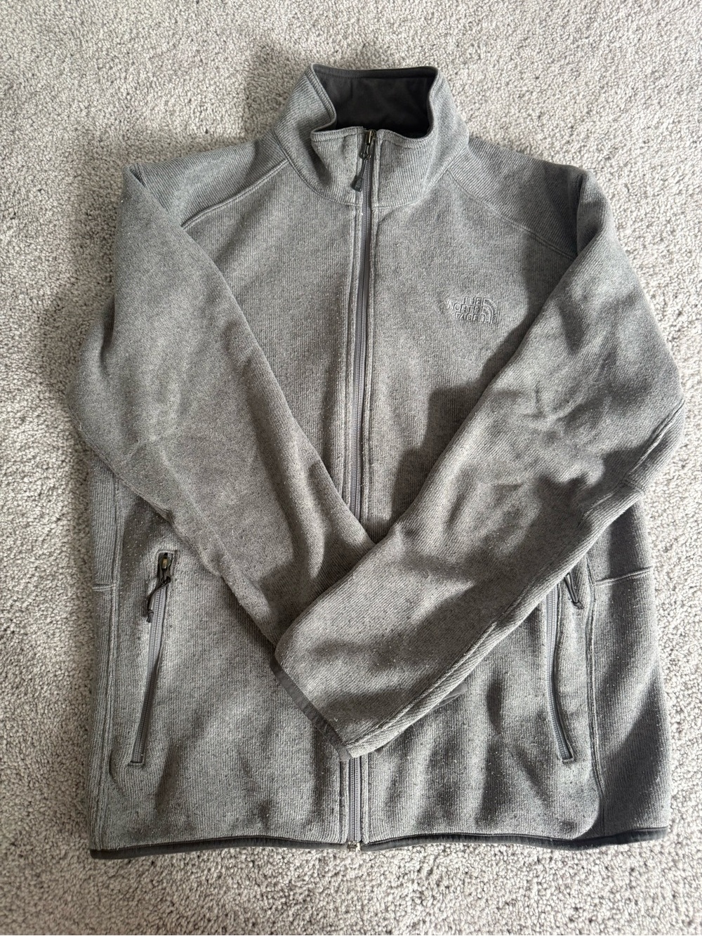 The North Face Men's Light Gray Full-Zip Fleece Jacket